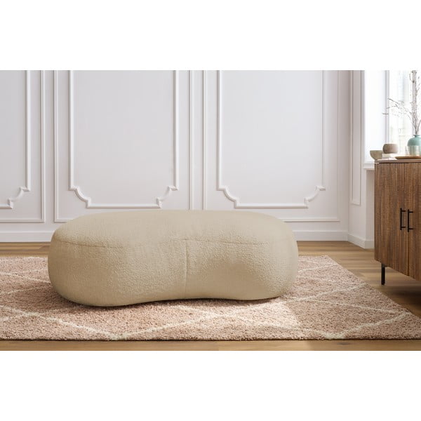 Pouf in tessuto bouclé beige Saint-Germain - Bobochic Paris-image-1