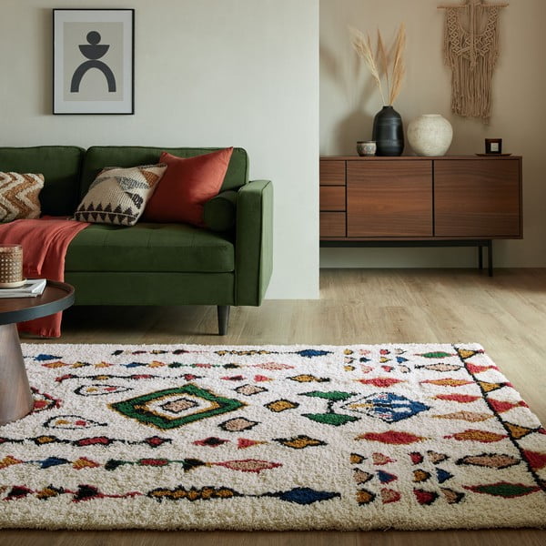 Tappeto in lana tessuto a mano color crema 200x290 cm Moroccan Fes - Flair Rugs-image-1