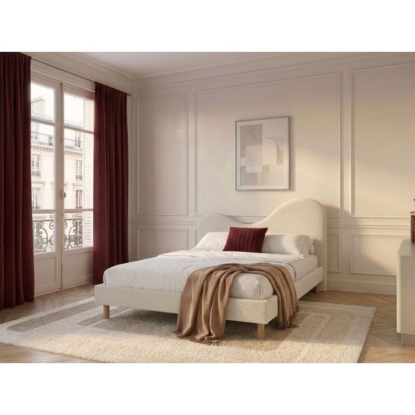 Letto matrimoniale imbottito bianco imbottito con rete inclusa 180x200 cm Celina – Bobochic Paris-image-1