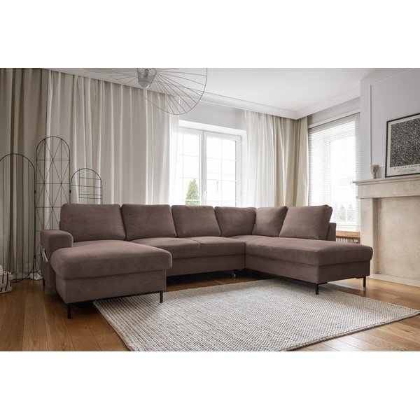 Divano letto in velluto a coste marrone (angolo destro) Lofty Lilly - Miuform-image-3