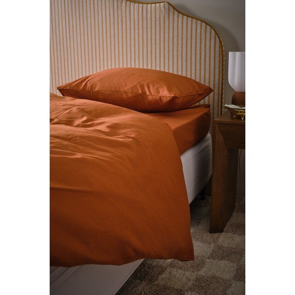 Set copripiumino e federa color terracotta in cotone organico per letto singolo 140x200 cm Zack – Jotex-image-1