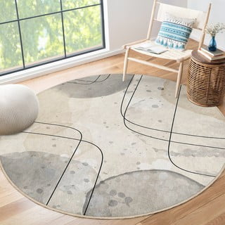 Tappeto rotondo beige lavabile ø 150 cm Simple Lines – Mila Home