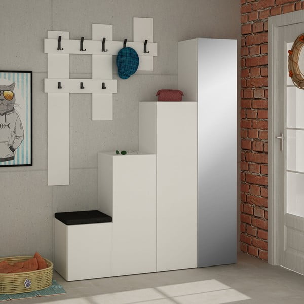 Set di armadi e appendiabiti da parete bianchi Up - Homitis-image-3