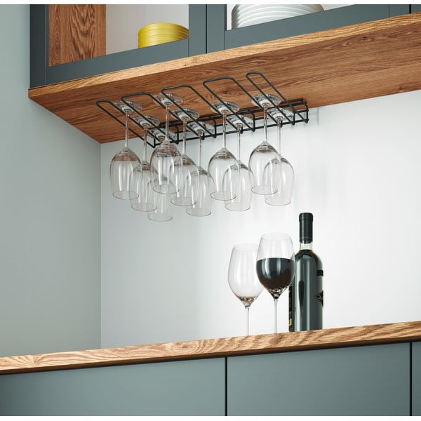 Portabicchieri da parete nero Bicchiere da vino - Metaltex-image-3