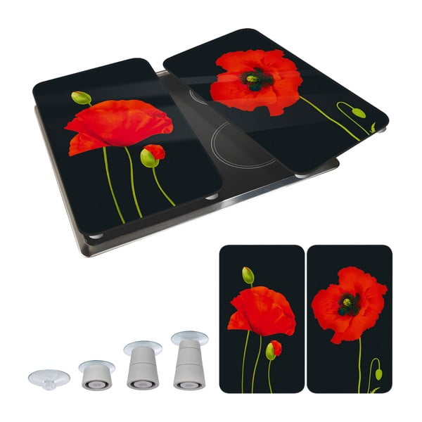 Set di 2 coperchi per stufe in vetro temperato 52x30 cm Poppy - Maximex-image-4