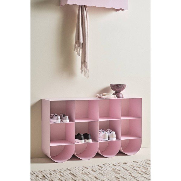 Scarpiera rosa in acciaio da parete 120x70x30 cm Waway – Jotex-image-1