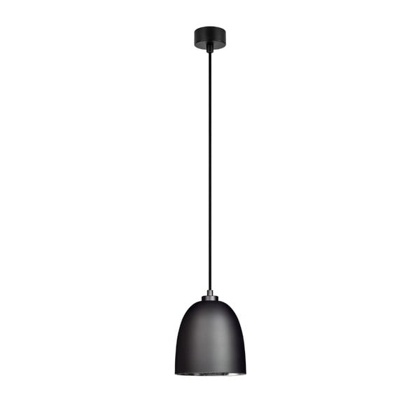 Lampada a sospensione di colore nero opaco con interno color argento Awa - Sotto Luce
