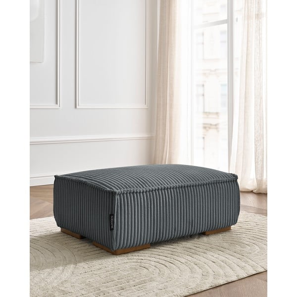 Poggiapiedi grigio scuro con rivestimento in velluto a coste Chelsea – Bobochic Paris-image-1