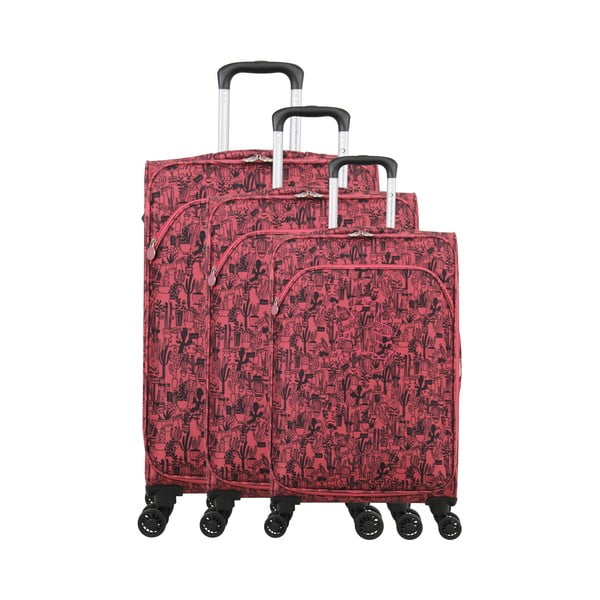 Set di 3 bagagli rosa su 4 ruote Lulucastagnette Casandra - LULUCASTAGNETTE