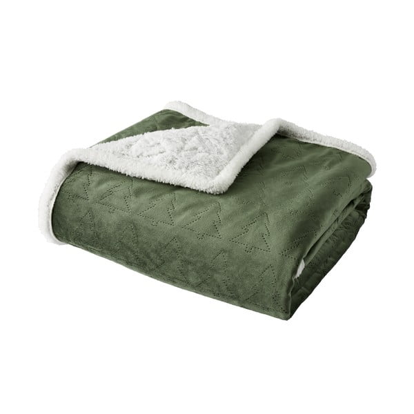 Copriletto verde trapuntato in micro felpa per letto matrimoniale 180x200 cm Christmas Tree - Catherine Lansfield