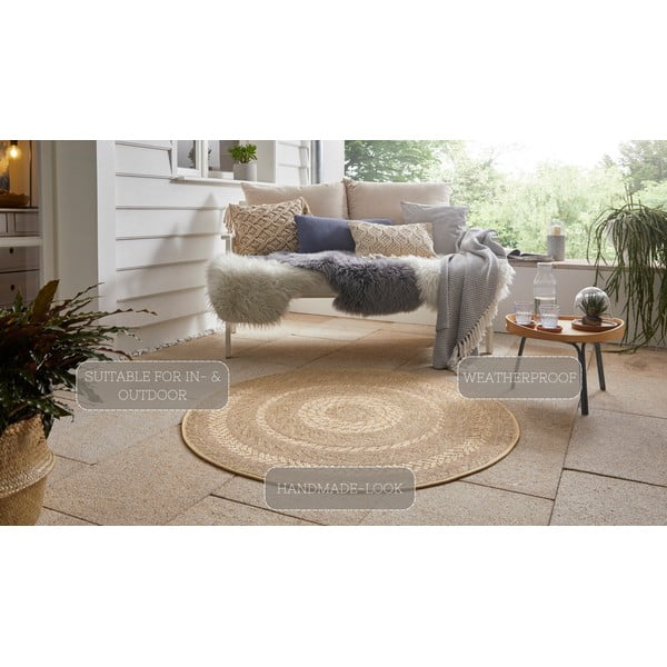 Tappeto da esterno beige, Ø 160 cm Almendro - NORTHRUGS-image-4