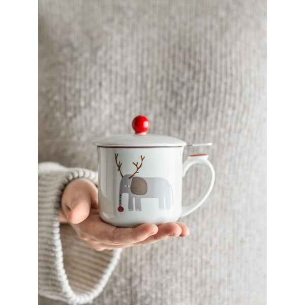 Tazza color crema in gres a tema natalizio con filtro 300 ml Valentin – Bloomingville-image-2