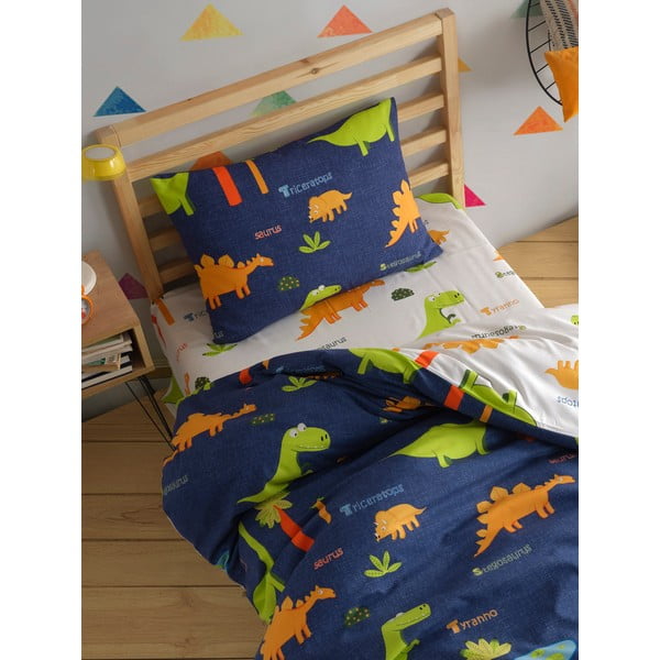 Set copripiumino e federa da bambini blu per letto singolo 140x200 cm Dinolar – Mijolnir-image-2