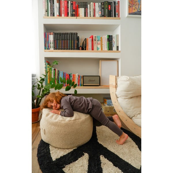 Pouf per bambini beige in tessuto bouclé Cream - Really Nice Things-image-2