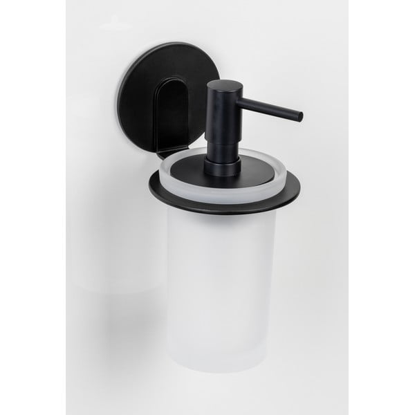 Dispenser di sapone in vetro nero opaco autoportante 150 ml Bivio - Wenko-image-1