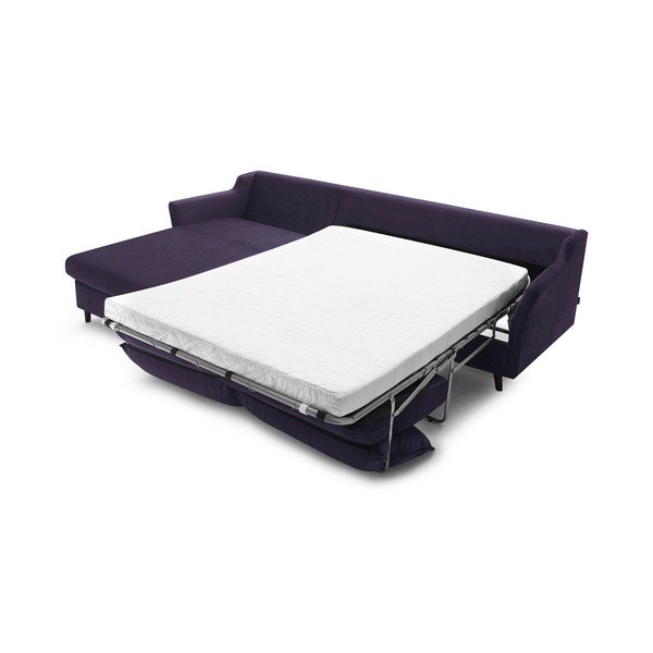 Divano letto angolare in velluto viola prugna Loft, angolo sinistro - Bobochic Paris-image-3