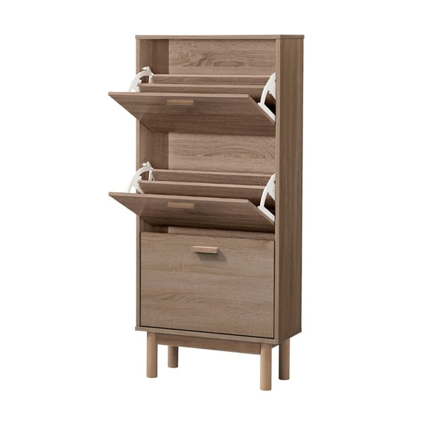 Scarpiera con ante a battente effetto rovere naturale Melanie - Støraa-image-2