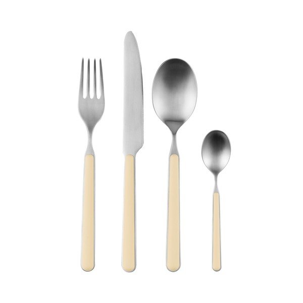 Posate giallo chiaro/argentate in acciaio inox 4 pz per 1 persona Noli – noo.ma