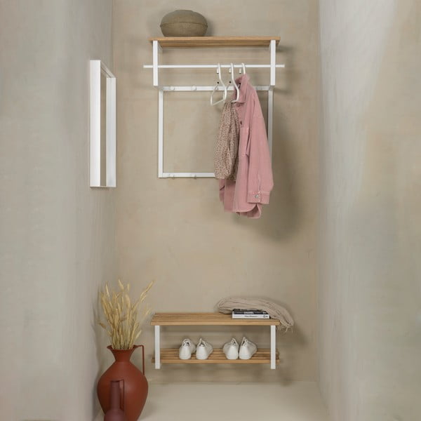 Attaccapanni da parete bianco/di colore naturale in metallo con scaffale 76 cm Rizzoli – Spinder Design-image-1