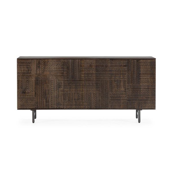 Cassettiera marrone scuro in mango massiccio 160x75x40 cm Kalai – MOME