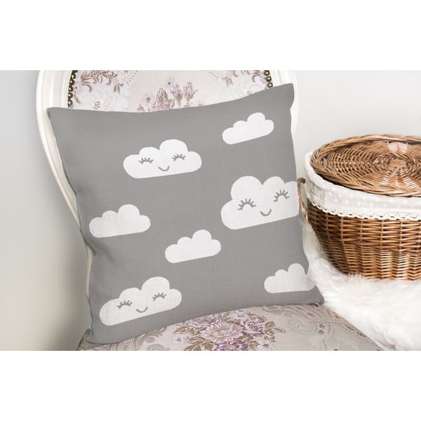 Federa in misto cotone Sfondo grigio Nuvola, 45 x 45 cm - Minimalist Cushion Covers-image-1