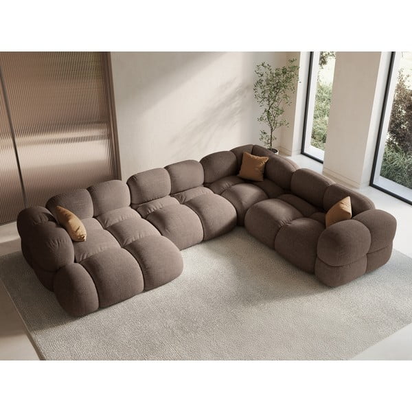 Divano angolare marrone (con penisola a destra/a U) Loretto – Cosmopolitan Design-image-1