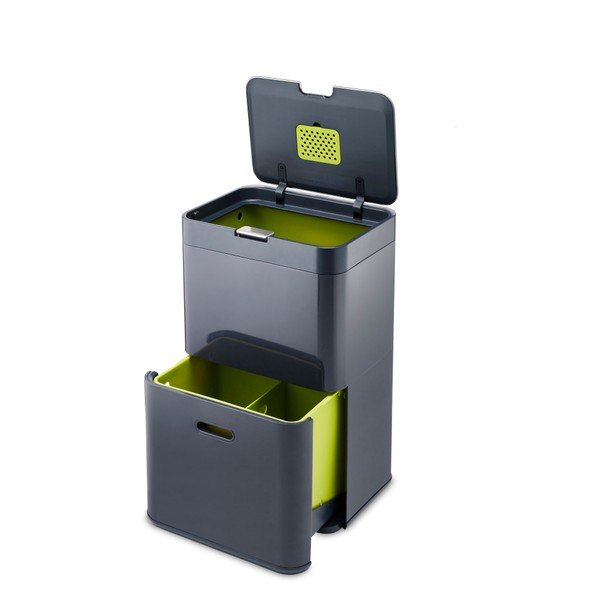 Šedý koš na tříděný odpad Joseph Joseph IntelligentWaste Totem 48