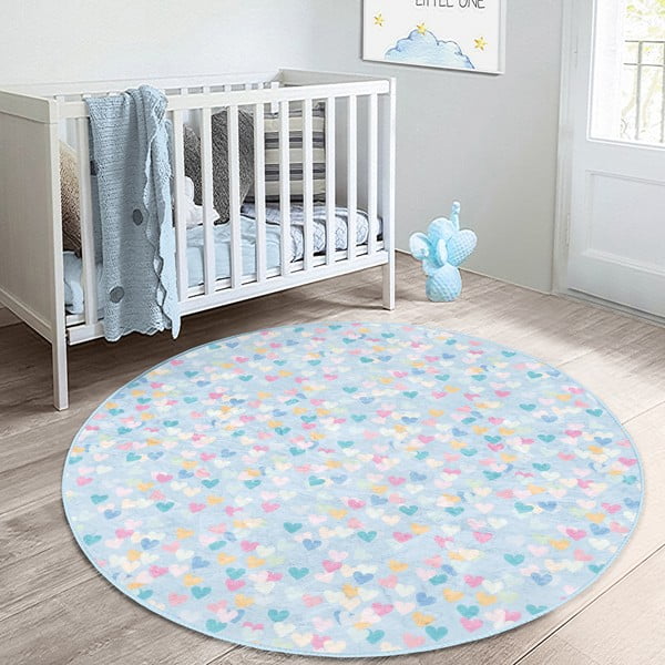 Tappeto azzurro per bambini ø 80 cm Comfort - Mila Home-image-3