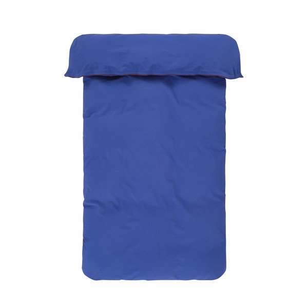 Set copripiumino e federa blu/marrone in percalle di cotone per letto singolo 140x200 cm Pivot – Jotex-image-2