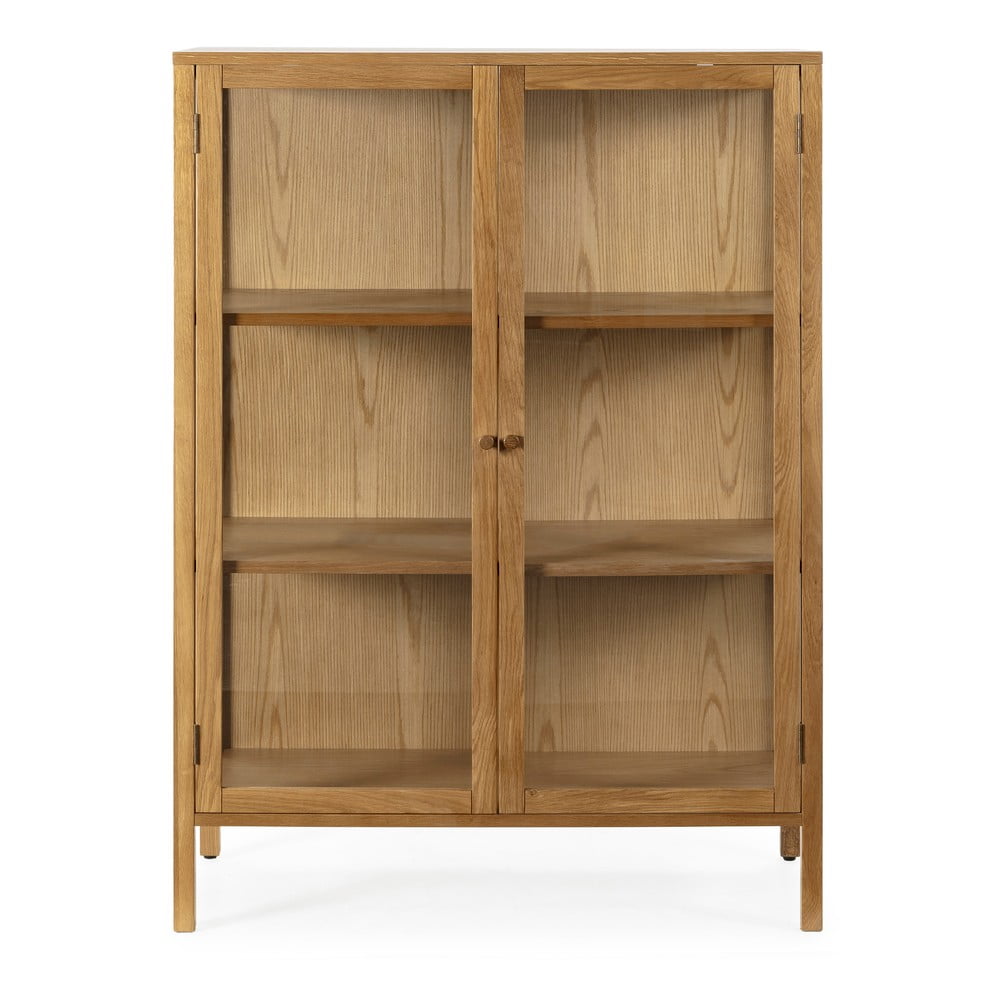 Vetrina di colore naturale con effetto rovere 90x126x40 cm Ceci – MOME | Vetrine