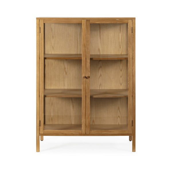 Vetrina di colore naturale con effetto rovere 90x126x40 cm Ceci – MOME