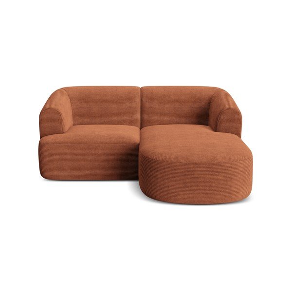 Divano angolare color terracotta (con penisola a destra/con chaise lounge) con rivestimento in velluto a coste Campi – Cosmopolitan Design-image-2