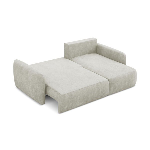 Divano angolare color crema allungabile/con contenitore (con penisola a destra/con chaise lounge) con rivestimento in ciniglia Lilo – Makamii-image-4