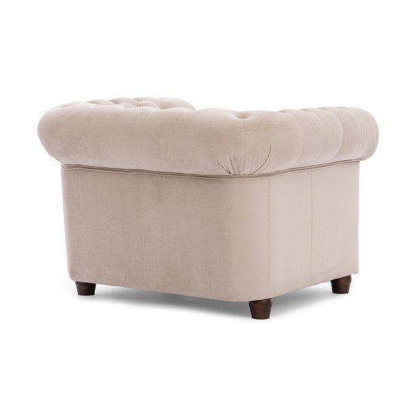 Poltrona chesterfield beige con rivestimento in velluto York Blik – Ropez-image-2
