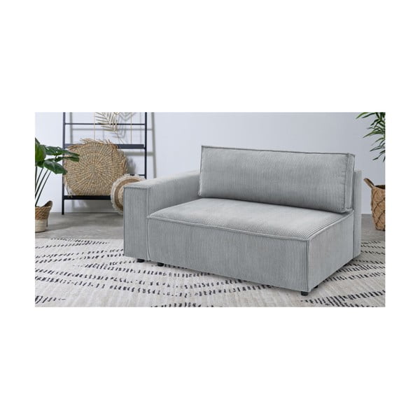 Modulo divano in velluto a coste grigio chiaro, angolo sinistro Nihad modular - Bobochic Paris-image-1