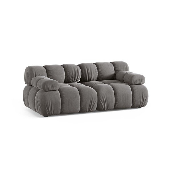 Divano componibile grigio chiaro con rivestimento in velluto 188 cm – Micadoni -image-1