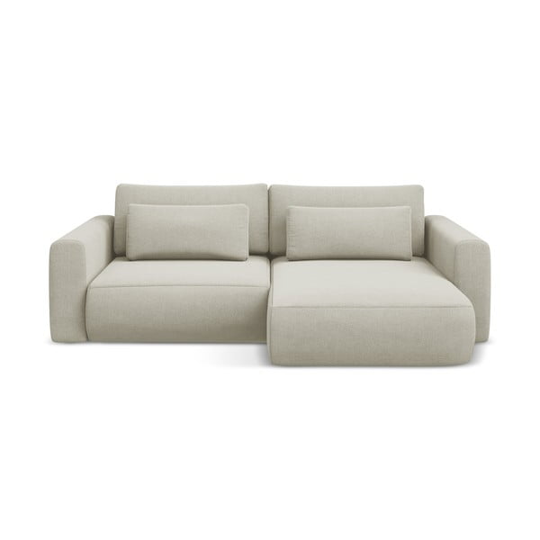 Divano angolare beige allungabile/con contenitore (con penisola a destra/con chaise lounge) Kapua – Makamii