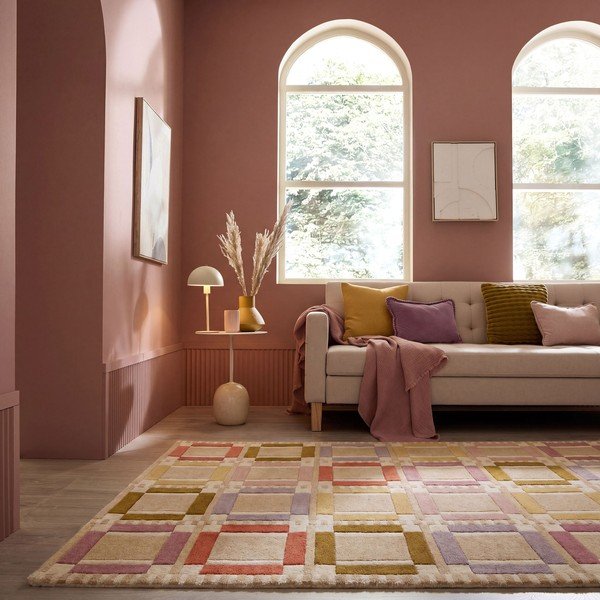 Tappeto di colore naturale in lana tessuto a mano 140x200 cm Quadro Wool – Flair Rugs-image-1