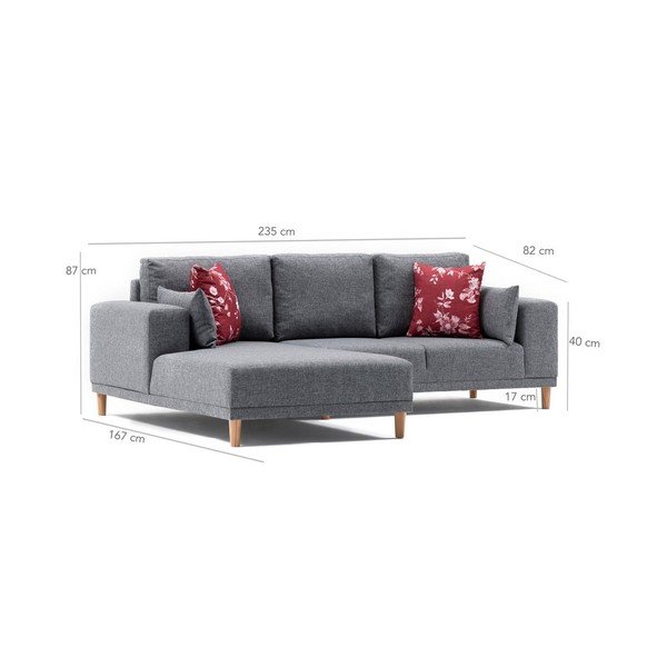 Divano angolare grigio scuro Fanz, angolo sinistro - Balcab Home-image-3