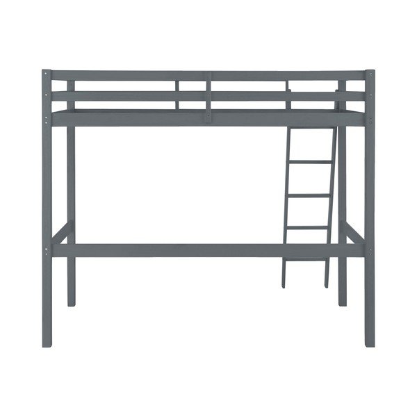 Letto da bambini rialzato grigio senza testiera con rete inclusa 90x200 cm Alpi2 – Støraa-image-1
