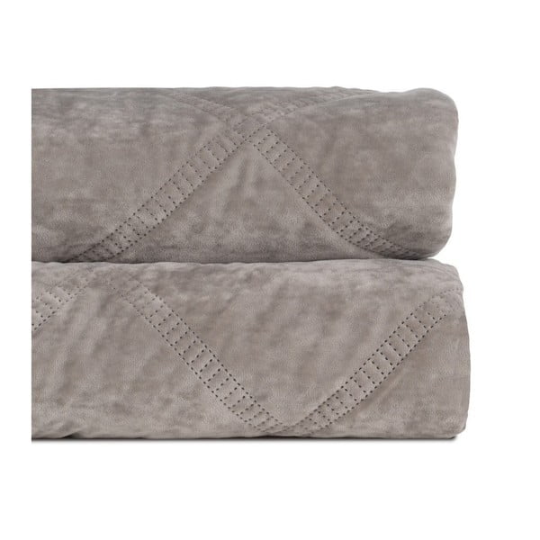 Copriletto grigio in velluto con rivestimento trapuntato 230x260 cm – Ixia