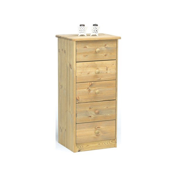 Comò a 5 cassetti in legno naturale, altezza 89,1 cm Mario - Steens