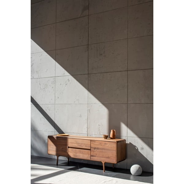 Mobile TV marrone in noce massiccio 180x65x45 cm Fawn – Gazzda-image-4