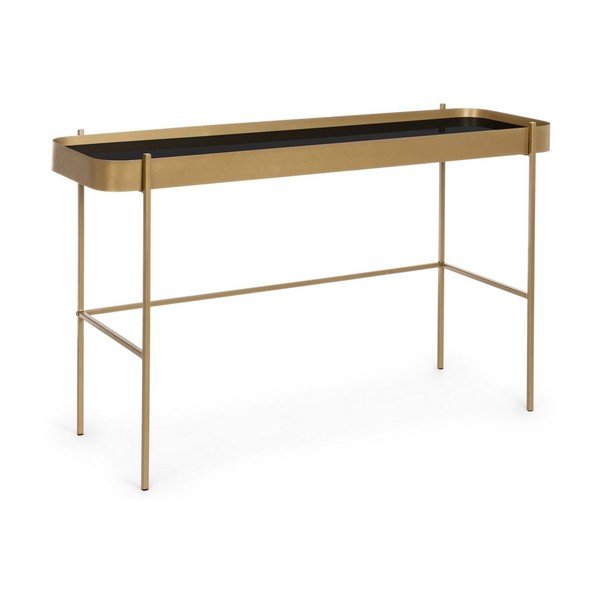Tavolo consolle dorato con piano in vetro 43x120,5 cm Rashida – Bizzotto