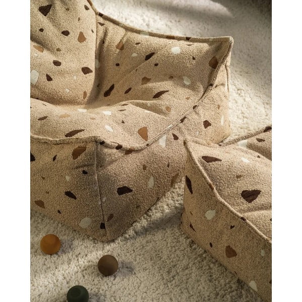 Pouf a sacco per bambini marrone chiaro con rivestimento in bouclé e ciniglia Terrazzo Chair – Wigiwama-image-2