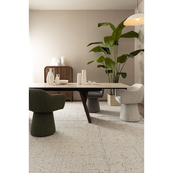 Sedia da pranzo di colore naturale imbottito con braccioli/girevole Lottie – Bizzotto-image-3