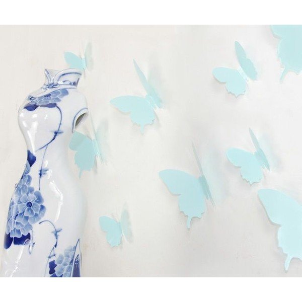 Set di 12 adesivi 3D turchesi Farfalle - Ambiance-image-1