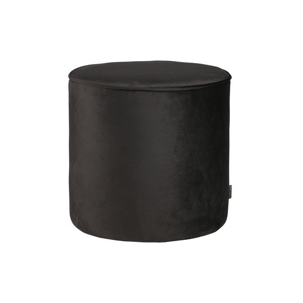 Černý sametový puf WOOOD Sara, ⌀ 46 cm