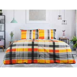 Set copripiumino e federa arancione in crêpe per letto singolo 140x200 cm Orabge Kube – B.E.S.