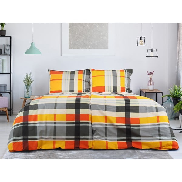 Set copripiumino e federa arancione in crêpe per letto singolo 140x200 cm Orabge Kube – B.E.S.